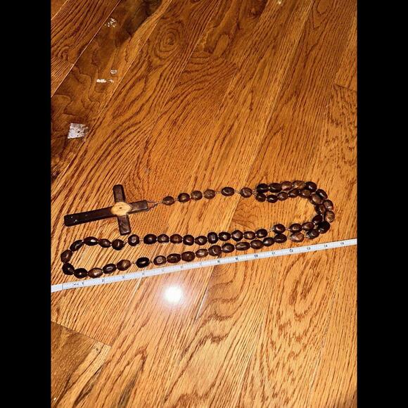 Dark Brown Giant Wooden Rosary - Picture 5 of 7